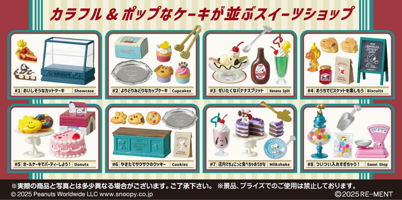 Re-ment Snoopy American Sweets Shop – 8pcs Complete Box